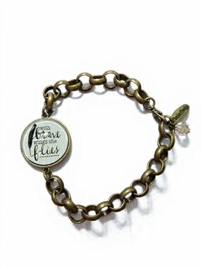 Plunder Chain Charm Bracelet  Inspirational With Brave Wings She Flies Up To 9"